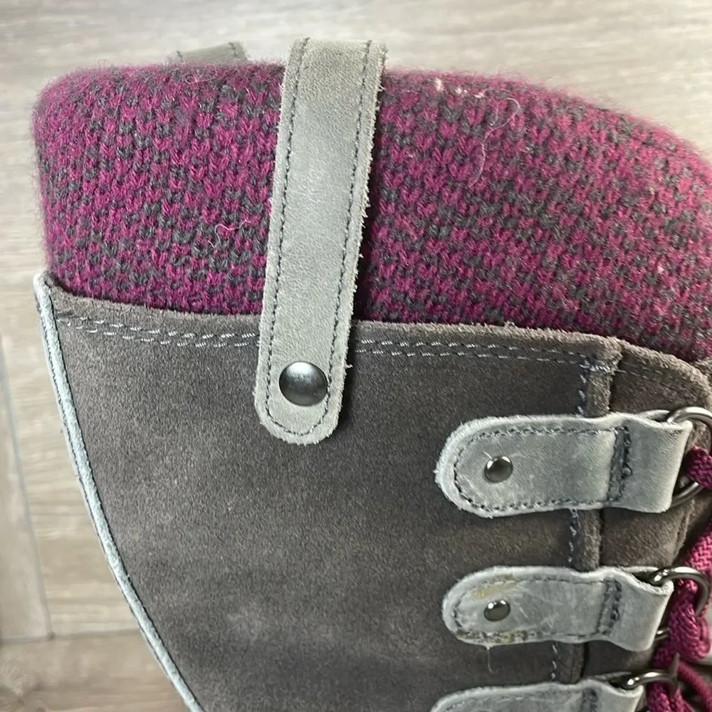 Sorel Joan of Arctic Knit II Warm Waterproof Women’s Sz 7 Gray Suede Snow Boots